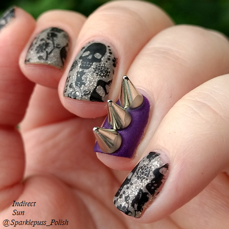 Monster Mania nails Swaying Grayly by Literary Lacquers and Savita by Zoya 1